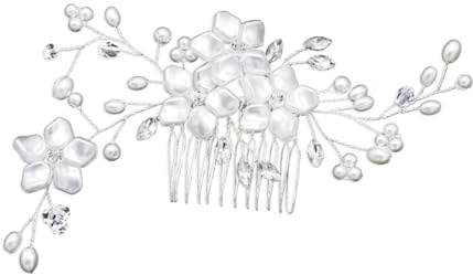 Cabilock Peineta de Novia con Perlas y Cristales Adorno Floral con Alambre de Cobre Accesorio Elegante para Bodas y Fotos Nupciales