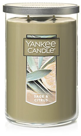 Yankee Candle Sage & Citrus Scented, Classic 22oz Large Tumbler 2-Wick Candle, Over 75 Hours of Burn Time