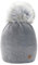 morefaz Wurm Winter Strickmütze Mütze Damen Kristalle Kiesel mit Große Bommel Pompon l SKI (Gray) (MFAZ Ltd)