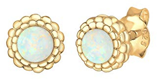 Elli Ohrringe Damen Geo Kreis Vintage Opal in 925 Sterling Silber vergoldet