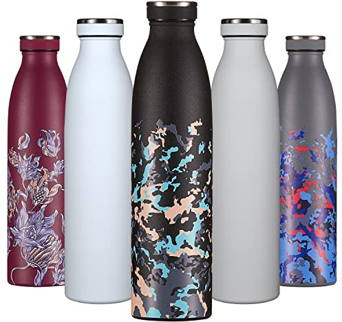 B2DO Trinkflasche Edelstahl 750ml Schwarz Grün | Wiederverwendbare Vakuum Metall Thermoskanne Wasserflasche | Auslaufsichere isolierte Thermosflasche|BPA-freie Isolierflasche für Sport,Office