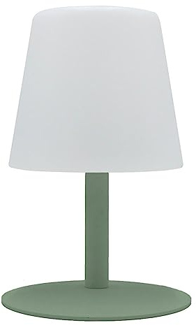 Lumisky STANDY MINI Olive LED-Tischleuchte, kabellos, Fuß aus olivgrünem Stahl, warmweiß/weiß, dimmbar, Höhe 25 cm