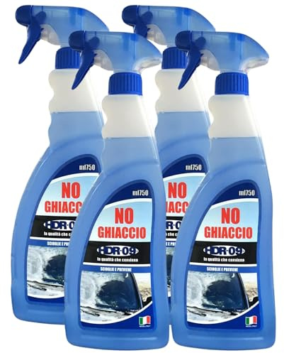 FEI FAN Detergente Spray, No Ghiaccio, HDR-09, Prodotto per Eliminare Il Ghiaccio dal Parabrezza e dai Vetri Dell'Auto 750ml (4 Spray)
