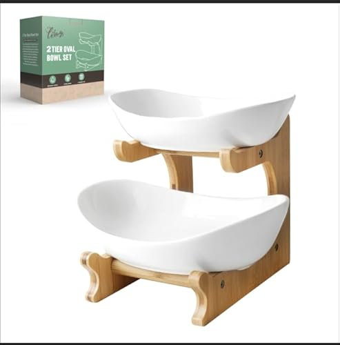 LIBWYS Obst Etagere Obstschale Keramik Schale für Küche Obst Aufbewahrung (2 Etagen)