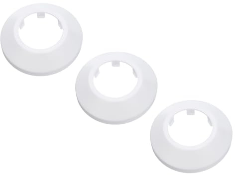 PATIKIL Rohrabdeckung Wasserrohrabdeckung Dekoration Rohrmanschette 1,34/34mm, 3 Stück Flansch PP Kunststoff Abflussrohrabdeckung Rosetten für Heizkörperrohre Wandrohrrohr Dekor, Weiß
