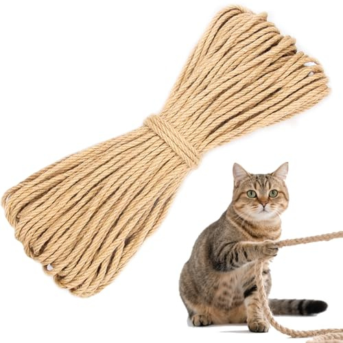 Corda in Juta Naturale 8mm x 50m, Corda per Tiragraffi, Spessa e Robusta per Esterni, Fai da Te, Artigianato, Decorazioni Rustiche e Lavori in Giardino