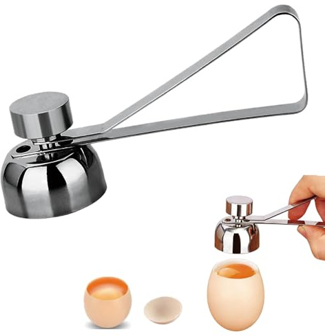 Stainless Steel Egg Shell Cutter & Cracker Tool – Boiled Egg Topper for Precise Opening, Egg Peeler Helper, Creative Kitchen Gadget for Breakfast, Baking & Novelty Recipes (Silver)