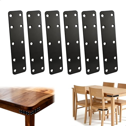 Piastra di Giunzione Piana Nero, 6 Pezzi Metallo Piatta Staffa Fissaggio Piastra di Giunzione Piatta 14x3,5x0,16 cm Piastre Staffe Perforate Connettore per Armadi Tavoli Sedie Legno Tavoli Mobili
