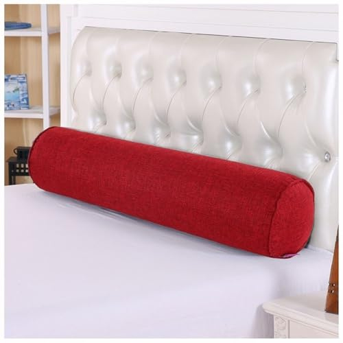 DOGACA Cojín Cilíndrico de Rulo 40cm 50cm 60cm 70cm 80cm 90cm 100cm, Almohada Tubo con Funda de Tessuto di Lino Lavable, Rulo for Sofá, Cama y Yoga(Wine Red,15x60cm6x24in)