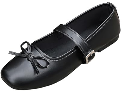 Generisch Chaussures Mary Jane à enfiler pour femme, ballerines confortables en cuir plates avec boucle, chaussures de loisirs rétro, sandales à lanières, chaussures Balerina pour plage, ville, jardin