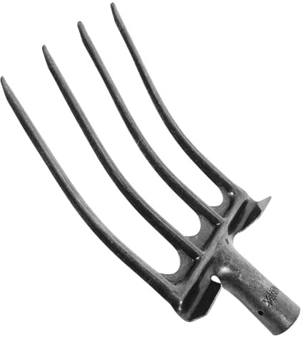 ABOOFAN Fourche à Quatre Dents en Acier pour Préparation du Sol et Ameublissement, Outil Stable pour Tâches Agricoles et Labourage des Champs