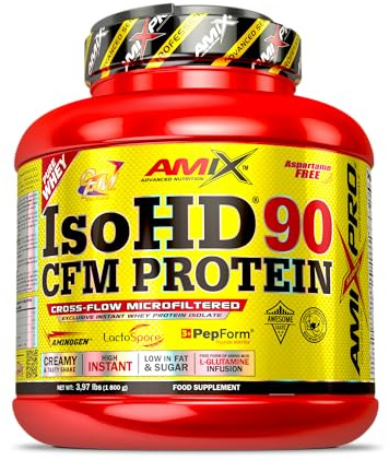 AMIX ISOHD 90 CFM -Protein - Pulverprotein -Komplement erhöht die Muskelmasse und hilft bei der Genesung, Instant -Milchserumprotein, Aspartam -freier, doppelter Schokoladengeschmack 1,8 kg