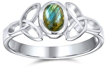 Bling Jewelry Anillo Delicado De Trinidad Celta De Labradorita Iridiscente Para Mujeres Adolescentes Anillo De Banda Delgada En Plata Esterlina .925