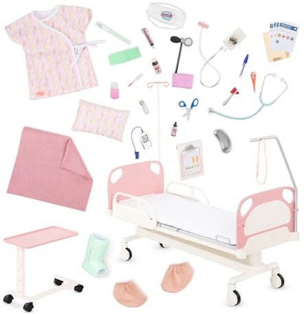 Our Generation Get Well Bed Doll Hospital Bed Doctor Set, Large
