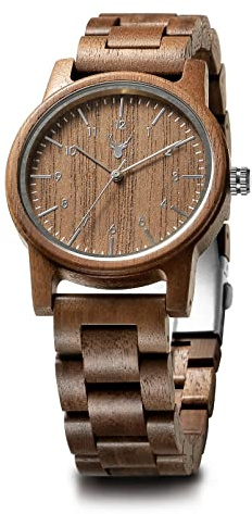 LeeEv Wooden Watches Uwood Series 40 mm Unisex Natural Handmade Wood Watch with Gift Box & Band Adjustable