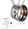 Partner Geschenke Partnerkette mit Pärchen Anhänger - Puzzle Herz Pärchen Kette mit Gravur  Ich liebe dich , 5A Zirkonia, Breite 6MM, Rosegold Schwarz Weihnachtsgeschenke