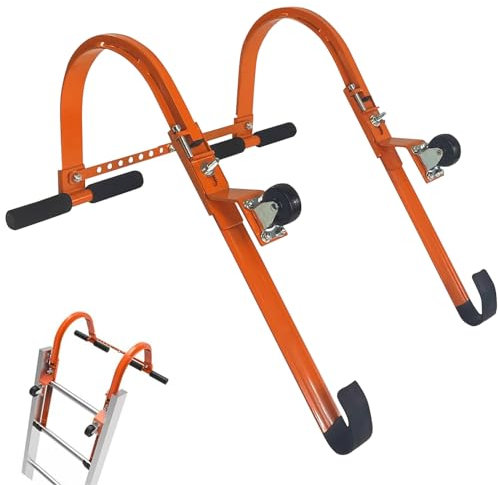 2 Pièces Crochets d'échelle de Toit avec Tige Stabilisatrice Stabilisateur d'échelle en Acier Adaptateur de Toit Universel Extension de Toit avec Capacité de Charge de 500 LB