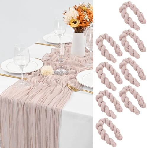 LYAFS 8 Stück Käsetuch Tischläufer Rosa Braun, 90 x 300 cm Blau Seihtuch Tischläufer Waschbares Gaze-Stoff Boho Tischläufer Cheesecloth Hochzeit Tischdekoration für Hochzeitsfeier Brautparty Empfang