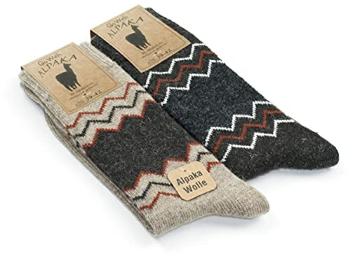 GoWith 2 Pairs Alpaca Wool Socks for Men & Women, Warm Thermal Alpaca Merino Blend Hiking Socks, Soft Cozy Crew Boot Socks