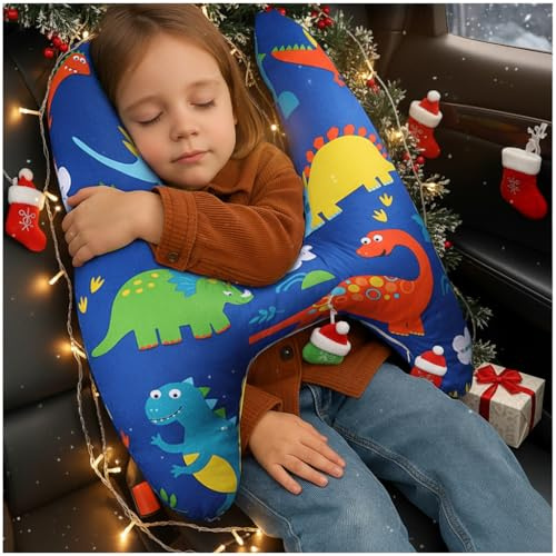 OHAANYY Oreiller Voyage Enfants Voiture, Coussin de Voyage Enfant, Démontable et Lavable Machine, Coton, Confortable, Forme H, Idéal pour Les Voyages en Voiture Cadeau