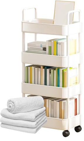 Carros rodantes con Ruedas,Carretilla rodante, Carro de Utilidad móvil, Carro Organizador de 3/4 Niveles con Mango y Ruedas, Carro de Almacenamiento Multifuncional para Cocina y Sala de Estar