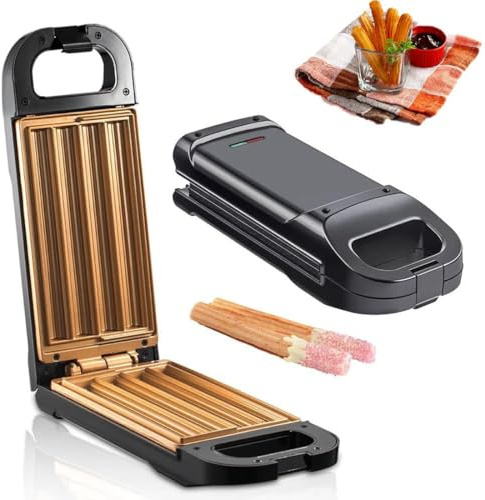 Churro Maker Machine, macchina elettrica antiaderente da 850 W, per preparare 4 churros in 10 minuti, ciambelle spagnole senza olio, facile da pulire, uso domestico