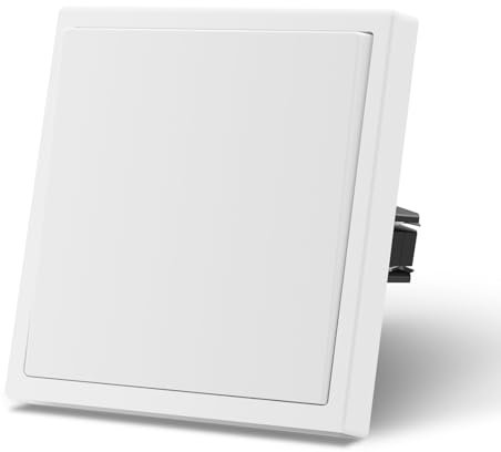 MVAVA Interrupteur Mural en Plastique, Interrupteur Connecté avec Griffe, 80 * 80mm, 1 Gang 1 Way, Blanc