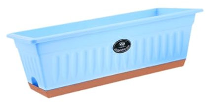 F Fityle Bac à Fleurs Rectangulaire 50 X 19 X 16 Cm avec Système de Drainage pour Jardin et Balcon, Bleu