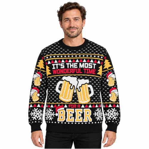 Get Trend Ugly Christmas Sweater Women Men, Funny Christmas Sweater with Long Sleeves Crew Neck Pullover, Gifts for Women Men (XL, Black)