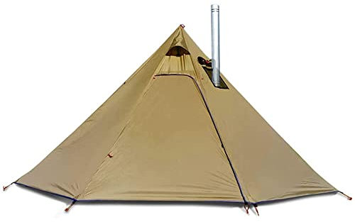 Tenda teepee piramidale per 4 persone con finestre con foro per stufa e funzione tenda calda per campeggio familiare