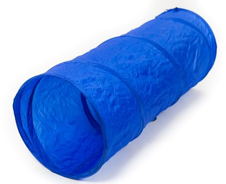 Ingbertson Agility Tunnel XS para perros, 35 x 100 cm, azul, túnel de entrenamiento para cachorros y perros muy pequeños, ahorra espacio, rápido montaje y desmontaje