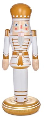 FUNBOY Gold 5 Ft Inflatable Nutcracker, Outdoor Christmas Yard Decor
