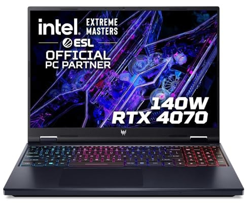 acer Predator Helios Neo 16 16 Gaming Laptop | Intel i7-14700HX | 16GB DDR5 RAM | 1TB SSD | Nvidia GeForce RTX 4070 | 4-zone RGB Keyboard | Windows 11 Home | Black