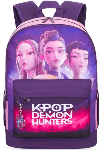 Get Trend Huntrix Kpop Demon Hunters Zaino Bambina con Spallacci Regolabili, Zainetto Scuola, Sport e Viaggio, Anime Regalo Bambina (Viola/Rosa)