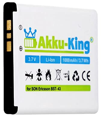 Akku-King Akku kompatibel mit Sony-Ericsson BST-43-1000mAh - für Cedar, Elm, Hazel, Mix Walkman-Handy, txt pro, Yari U100i - Li-Ion