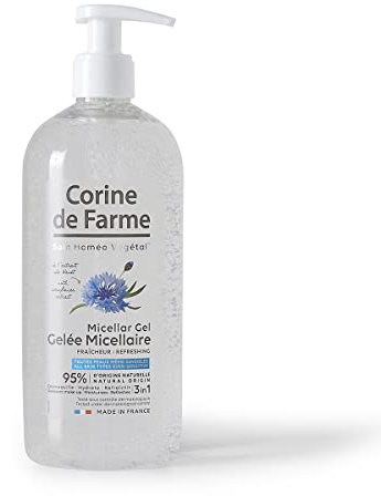 Corine de Farme - Gelée Micellaire Fraicheur - Démaquillant Doux et Hypoallergénique - Enrichie au Bleuet - Retire le Maquillage, Tonifie et Hydrate - Formule 100% Clean Beauty - 500ml