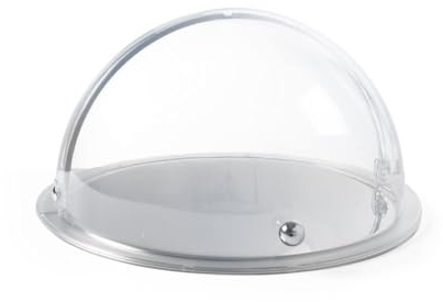 HENDI Buffet-Vitrine, 2-teilig, Platte und Haube, Edelstahl Serviertablett, Rolltop-Haube aus SAN Kunststoff, ø380x(H)240mm