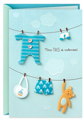 Hallmark Baby Shower Card for Boy (Blue, Now This is Cuteness) Welcome New Baby Boy, Congratulations