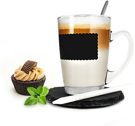 Sendez Kaffeeglas-Set 4-TLG mit Löffel und Teller Teeglas Tasse Becher Latte Macchiato Glas