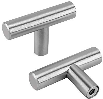 goldenwarm 15x Möbelknopf Silber Türknopf Edelstahl Türgriffe Küche Stangenknöpfe Schublade Küchenknöpfe Modernes Kleiderschrank Knöpfe
