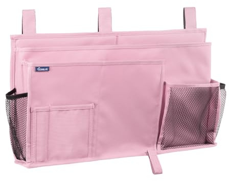 Surblue Caddy Hanging Organizer Bedside Storage Bag for Bunk and Hospital Beds, Pink, L