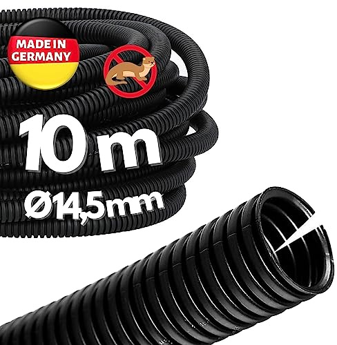 Kalitec - Tubo corrugado ranurado (10 m, NW 14, manguera corrugada abierta, tubo protector de martas, tubo vacío, protección de cable AD 18,3 mm, ID 14,5 mm)