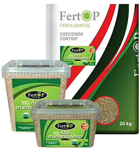 FertOP® - Abono Césped, Alto Mantenimiento, Fertilizante de Liberación Lenta, 3 Meses. (Envase 2Kg/70m²)