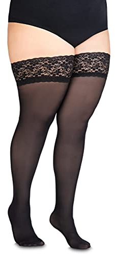 Annes style Truss 60 Denier Femme Tenue en Microfibre Bas avec Dentelle Haute Opaque Lingerie Bonneterie Top Silicone Nero TG-5/6