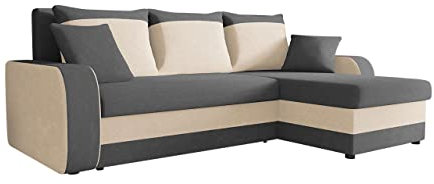 Mirjan24 Ecksofa Kristofer, Design Eckcouch, Couch mit Schlaffunktion, Zwei Bettkasten, Wohnlandschaft, Bettfunktion L-Form Sofa, Ottomane universell (Mikrofaza 0027 + Mikrofaza 0031.)