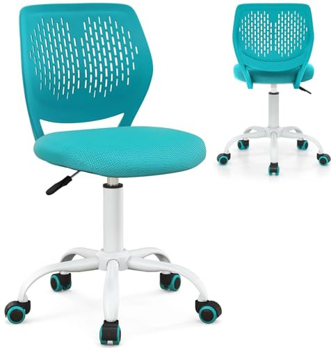 GYMAX Kids Desk Chair, Height Adjustable Study Chairs with PU Casters, Gas Lift, Children Swivel Computer Chair for School Home, Load Capacity 110kg (Green)