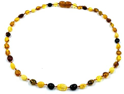 Amber Jewelry Shop Collana di ambra (unisex) 34 cm - Collana fatta a mano in ambra baltica naturale certificata, ambra, Ambra