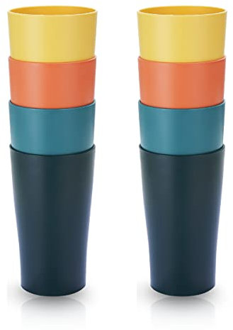 Tazza di plastica 8er, tazze da caffè 450ml, tazza infrangibile per bambini e adulti, tazza riutilizzabile per acqua, latte, tè, caffè, per casa, campeggio, picnic, viaggio, lavabile in lavastoviglie