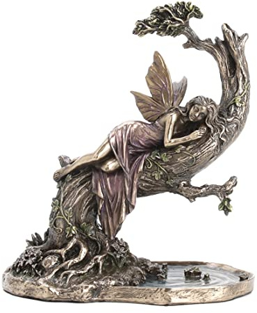 Veronese Design Statue de fée Siesta en résine coulée à Froid Finition Bronze Antique 16,5 cm