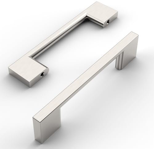 Amerdeco 10 Stück Möbelgriffe Gebürsteter Nickel 96mm Lochabstand Schubladen Griffe für Küchenschränke Schrankgriffe Schubladengriffe Türgriffe für Küchenschränke Kleiderschrank UK035